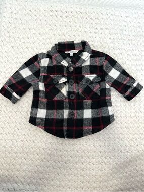 Plaid Baby Button Front Jacket Black, White & Red Cottagecore Adventure Kids